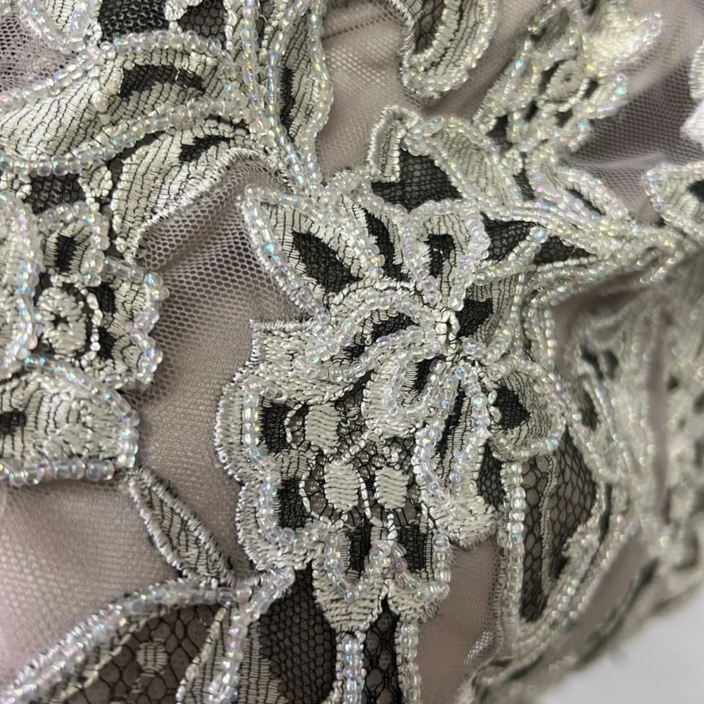 Carmen Mark Valvo beaded lace and mesh long skirt - Picture 11 of 13